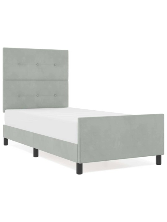 Voodi raam peaga helehall 100 x 200 cm samet