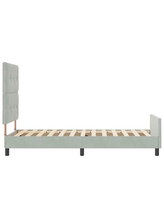 Voodi raam peaga helehall 100 x 200 cm samet