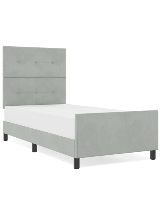 Voodi raam peaga helehall 100 x 200 cm samet