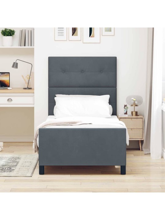 Voodi raam peaga tumehall 100 x 200 cm samet