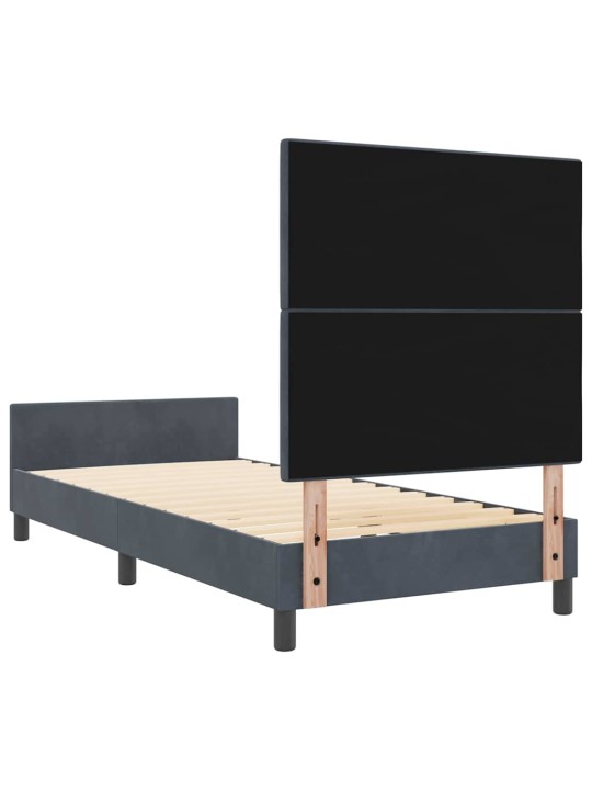 Voodi raam peaga tumehall 100 x 200 cm samet