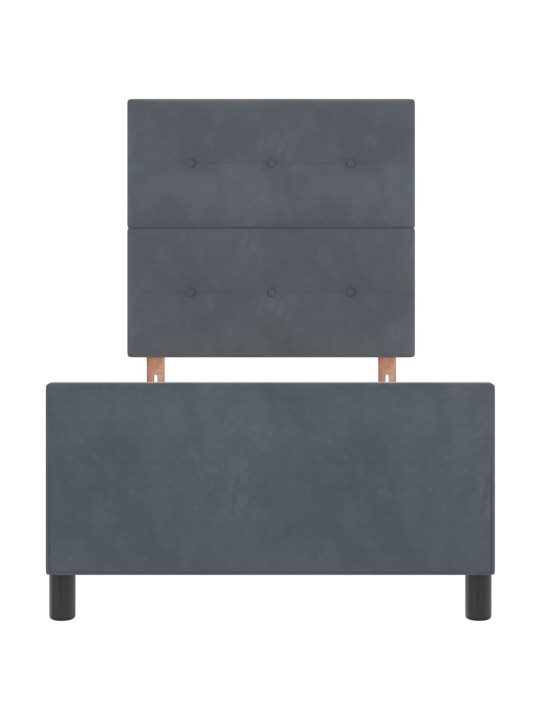 Voodi raam peaga tumehall 100 x 200 cm samet