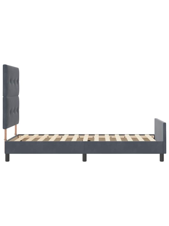 Voodi raam peaga tumehall 100 x 200 cm samet