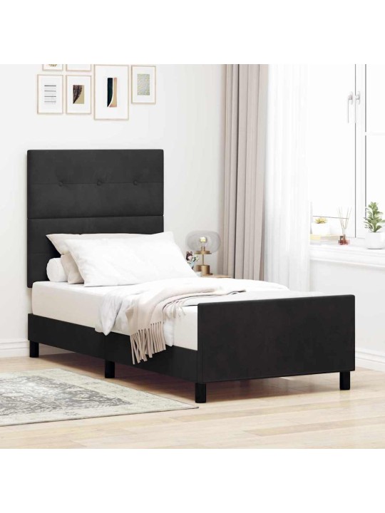 Voodi raam peaga must 100 x 200 cm samet