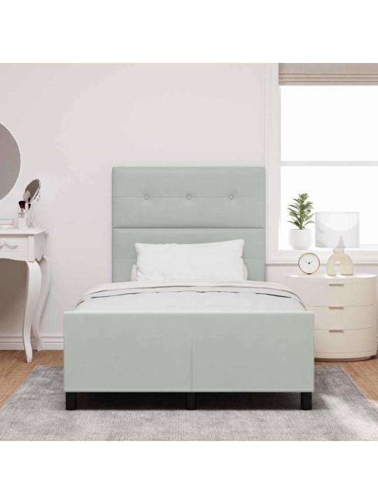 Voodi raam peaga helehall 120 x 190 cm samet
