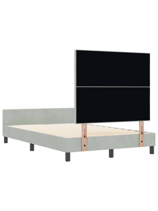 Voodi raam peaga helehall 120 x 190 cm samet