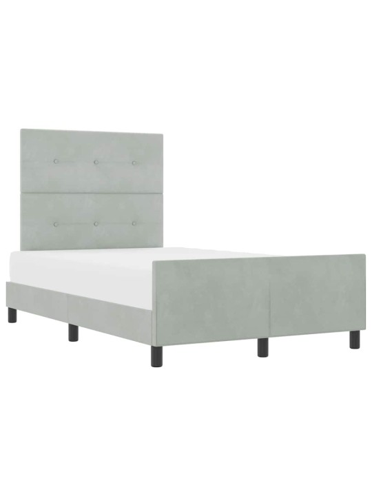Voodi raam peaga helehall 120 x 190 cm samet