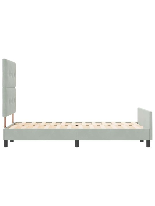 Voodi raam peaga helehall 120 x 190 cm samet