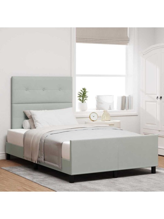 Voodi raam peaga helehall 120 x 200 cm samet