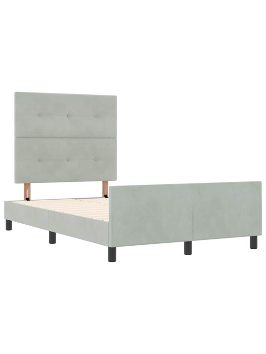 Voodi raam peaga helehall 120 x 200 cm samet