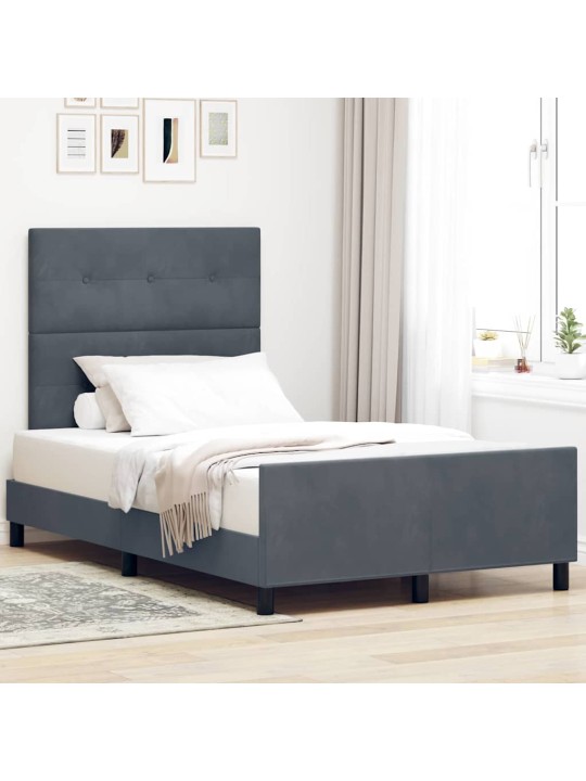 Voodi raam peaga tumehall 120 x 200 cm samet