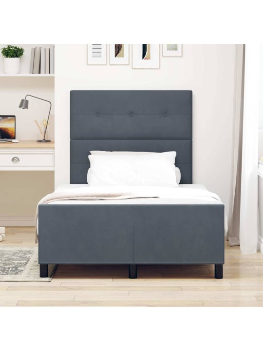 Voodi raam peaga tumehall 120 x 200 cm samet