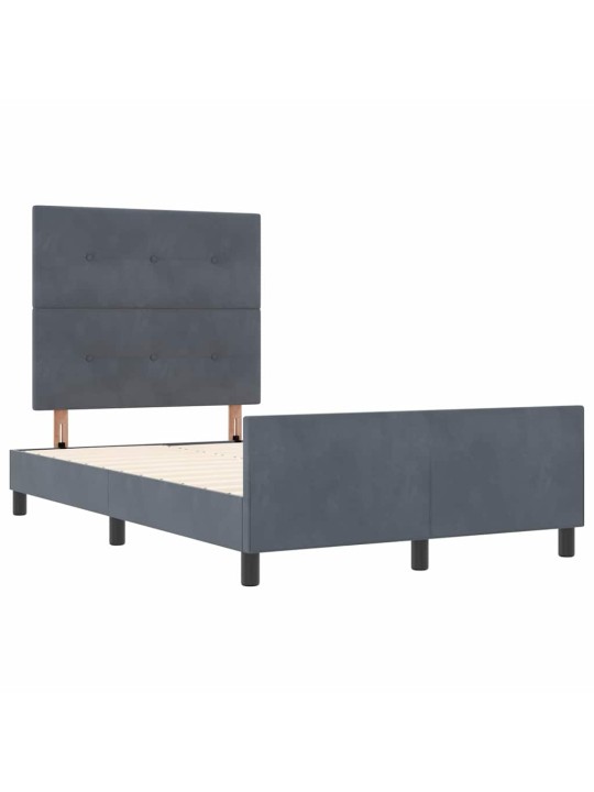 Voodi raam peaga tumehall 120 x 200 cm samet