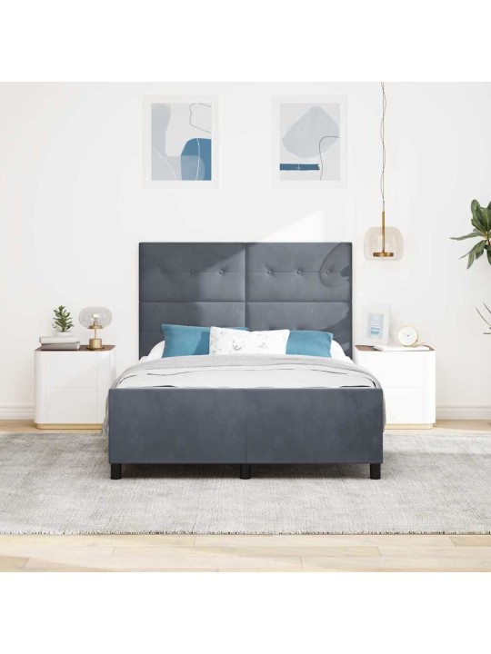 Voodi raam peaga tumehall 160 x 200 cm samet