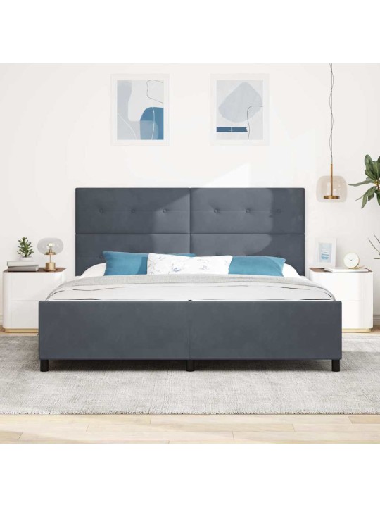 Voodi raam peaga tumehall 200 x 200 cm samet