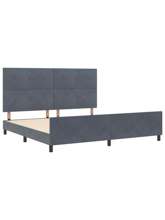 Voodi raam peaga tumehall 200 x 200 cm samet