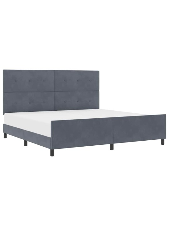Voodi raam peaga tumehall 200 x 200 cm samet