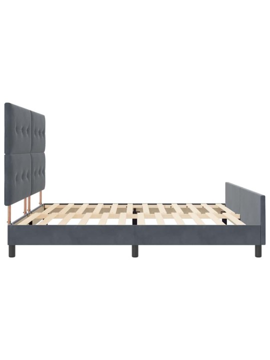 Voodi raam peaga tumehall 200 x 200 cm samet