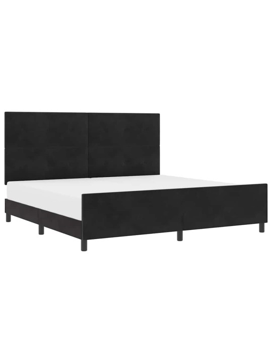 Voodi raam peaga must 200 x 200 cm samet