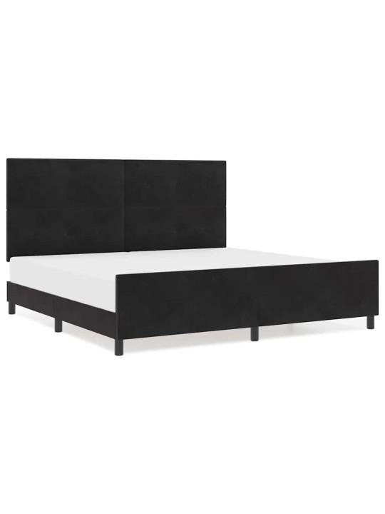 Voodi raam peaga must 200 x 200 cm samet