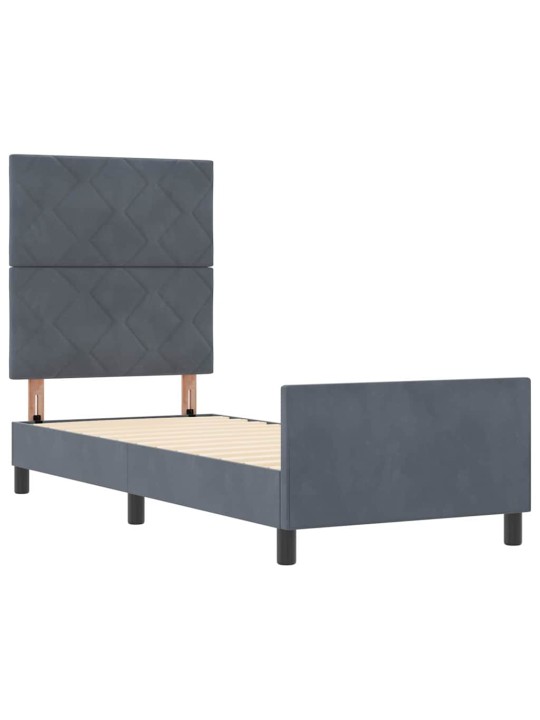 Voodi raam peaga tumehall 80 x 200 cm samet