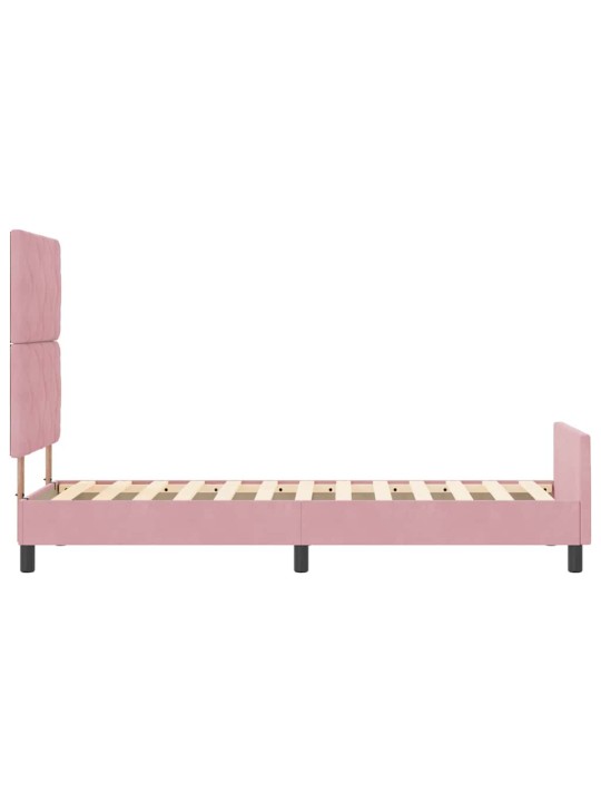 Voodi raam peaga roosa 80 x 200 cm samet