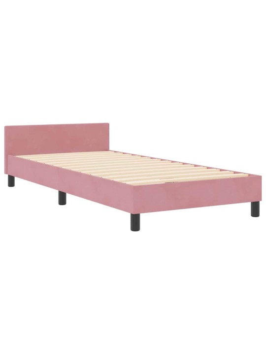 Voodi raam peaga roosa 90 x 190 cm samet