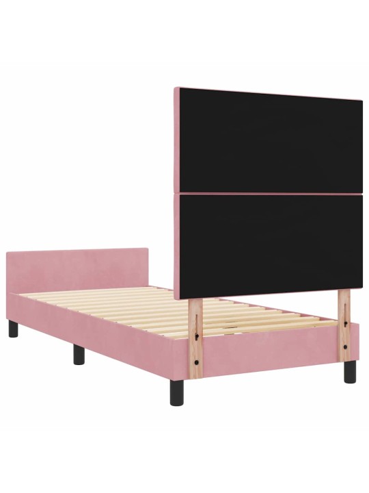 Voodi raam peaga roosa 90 x 190 cm samet