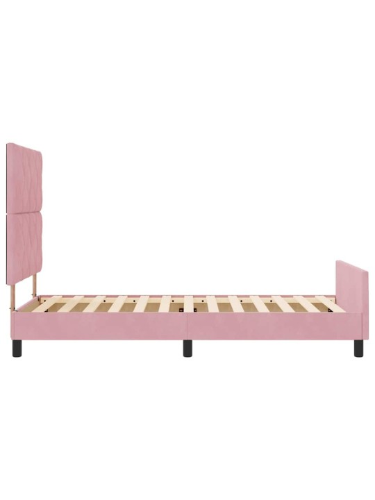 Voodi raam peaga roosa 90 x 190 cm samet