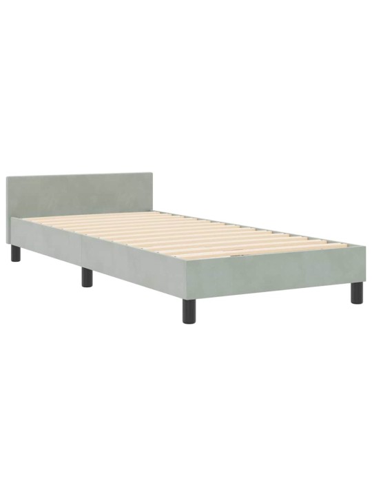 Voodi raam peaga helehall 100 x 200 cm samet