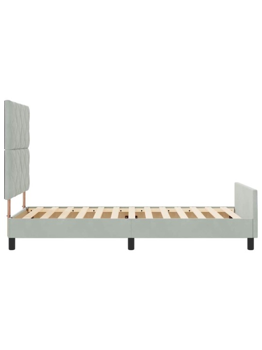 Voodi raam peaga helehall 100 x 200 cm samet