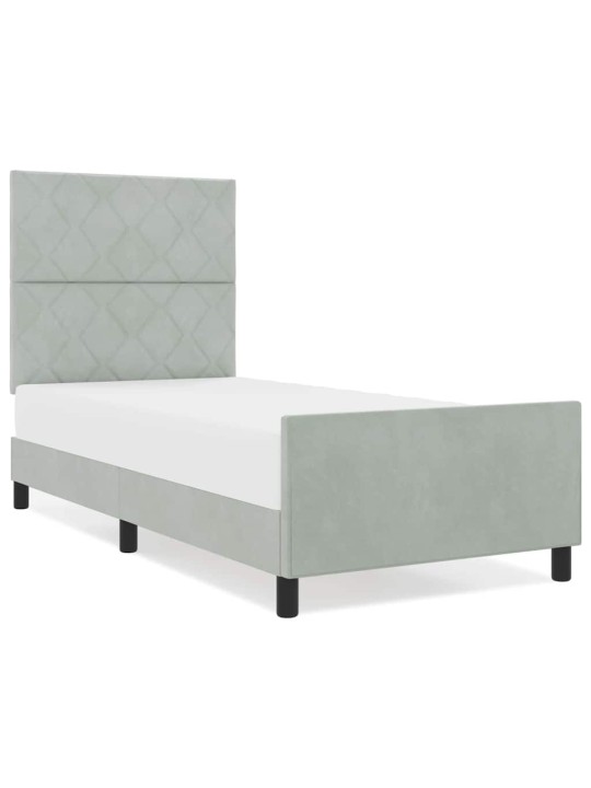 Voodi raam peaga helehall 100 x 200 cm samet