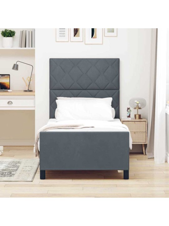 Voodi raam peaga tumehall 100 x 200 cm samet