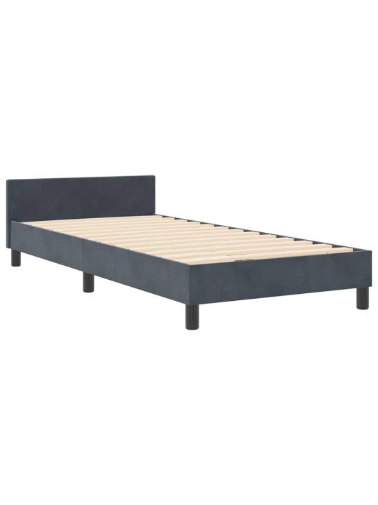Voodi raam peaga tumehall 100 x 200 cm samet