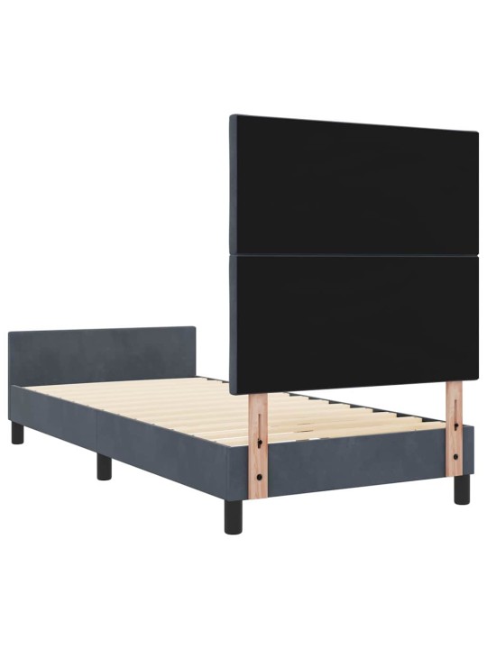 Voodi raam peaga tumehall 100 x 200 cm samet