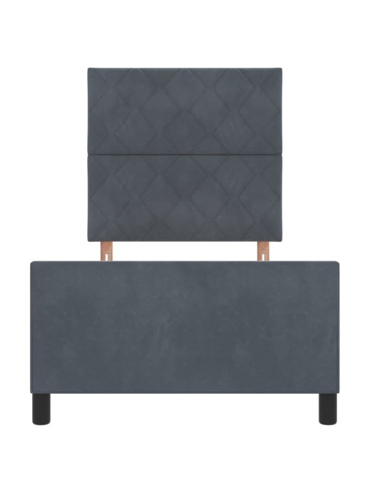 Voodi raam peaga tumehall 100 x 200 cm samet