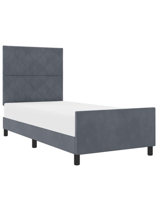 Voodi raam peaga tumehall 100 x 200 cm samet