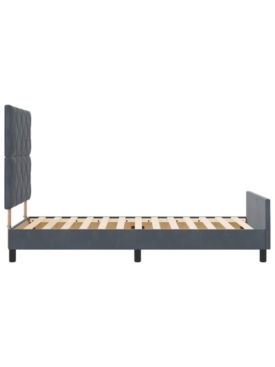 Voodi raam peaga tumehall 100 x 200 cm samet