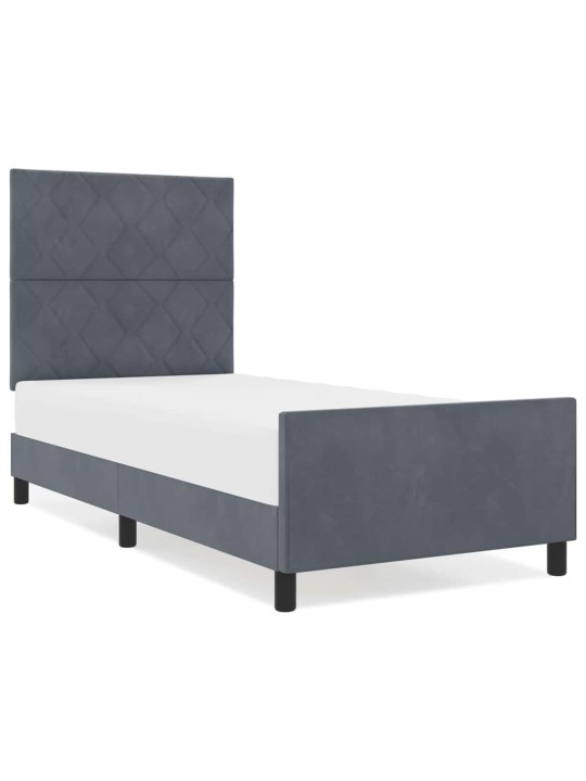 Voodi raam peaga tumehall 100 x 200 cm samet