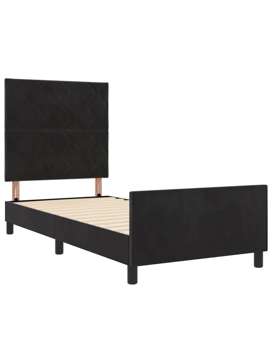 Voodi raam peaga must 100 x 200 cm samet