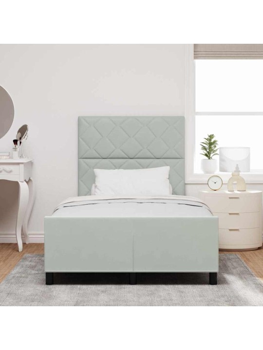 Voodi raam peaga helehall 120 x 190 cm samet