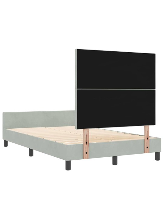 Voodi raam peaga helehall 120 x 190 cm samet