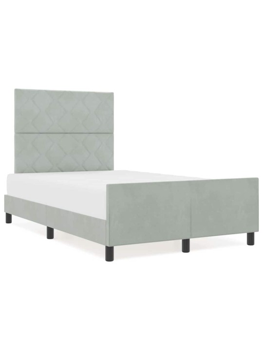 Voodi raam peaga helehall 120 x 190 cm samet