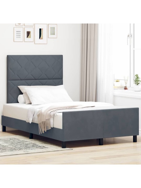 Voodi raam peaga tumehall 120 x 190 cm samet