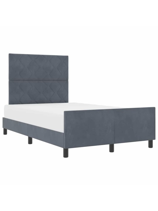 Voodi raam peaga tumehall 120 x 190 cm samet