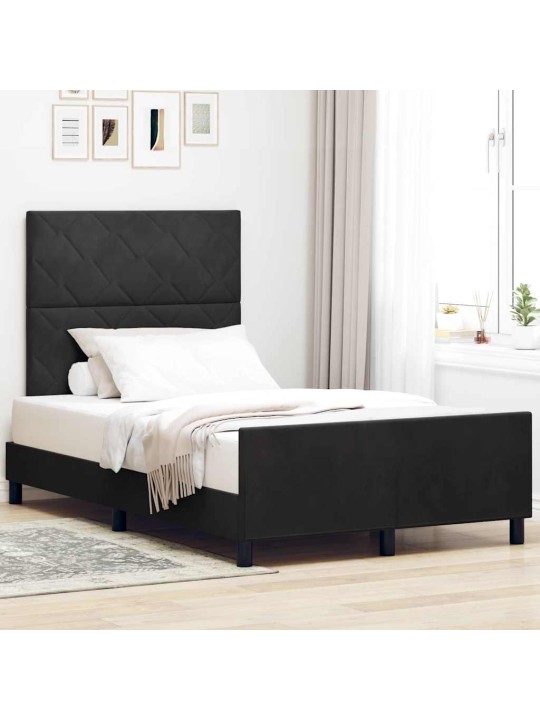 Voodi raam peaga must 120 x 190 cm samet