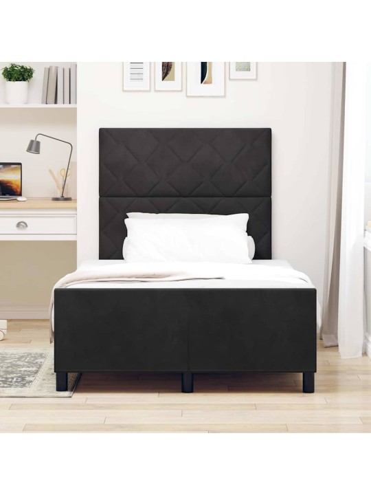 Voodi raam peaga must 120 x 190 cm samet
