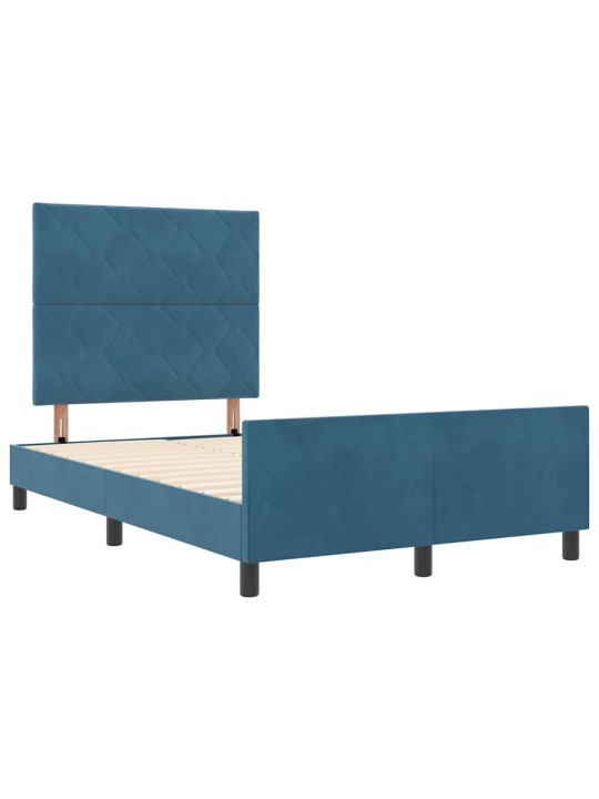 Voodi raam peaga tumesinine 120 x 190 cm samet