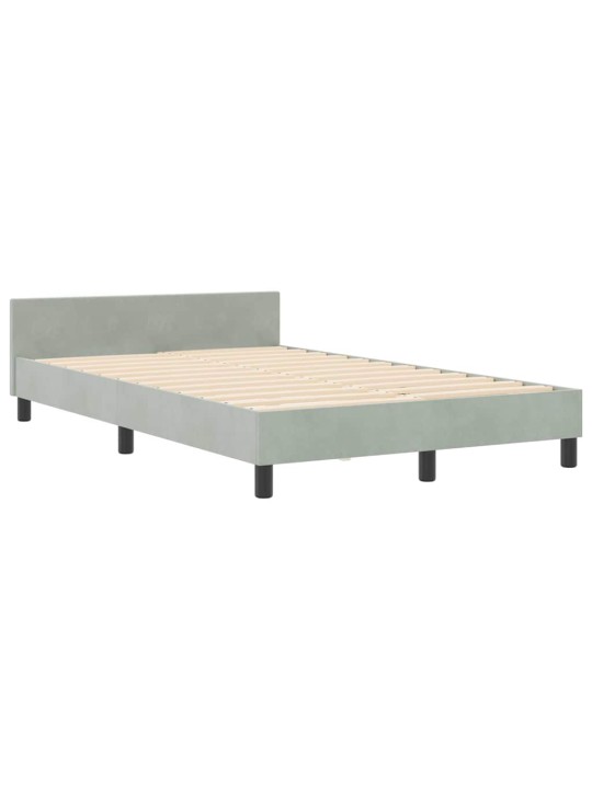 Voodi raam peaga helehall 120 x 200 cm samet
