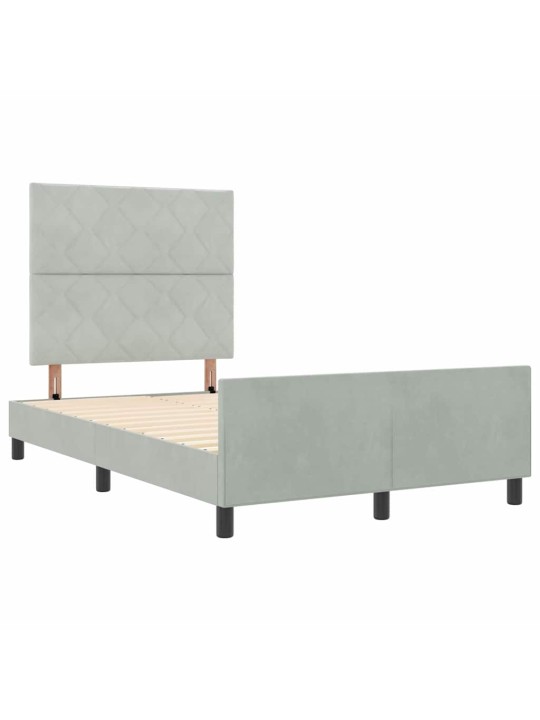 Voodi raam peaga helehall 120 x 200 cm samet